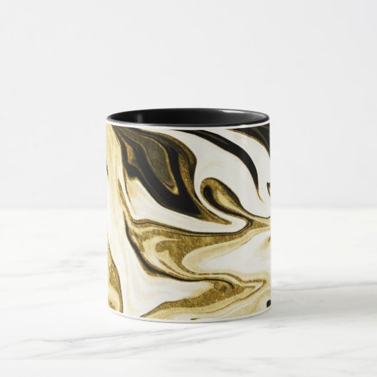 Abstraktes elegantes Retro-Digitalflüssiges Marmor Tasse (Zentrum)