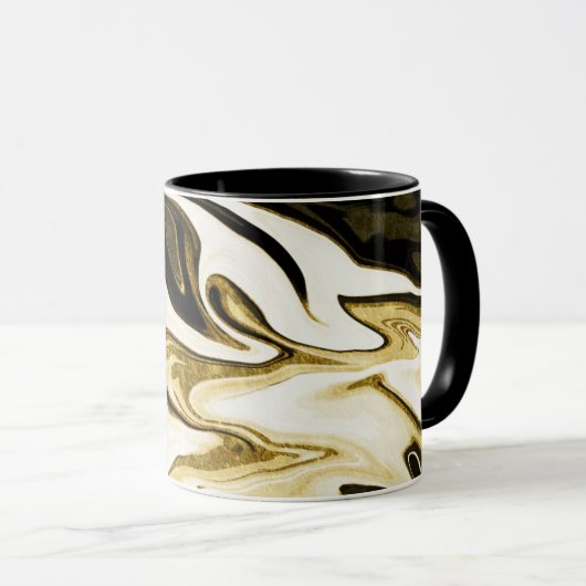 Abstraktes elegantes Retro-Digitalflüssiges Marmor Tasse (VorderseiteRechts)