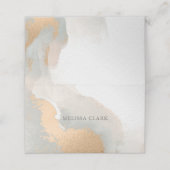 Abstraktes elegantes Wasserfarben Gold Platzkarte (Außenseite Aufgefaltet)