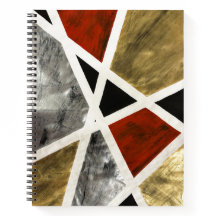 Abstraktes Eleganz-Notebook - Schwarz, Rot, Gold A