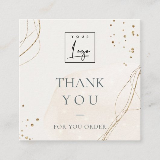 Abstraktes Elfenbeingold Danke für Ihre Bestellung Quadratische Visitenkarte (Vorderseite)