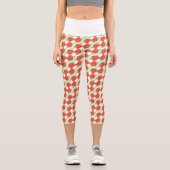 Abstraktes Erdbeermuster Capri Leggings (Vorderseite)