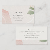 Abstraktes erdrosa grünes Rosa Wasserfarbe Visitenkarte (Vorne/Hinten)