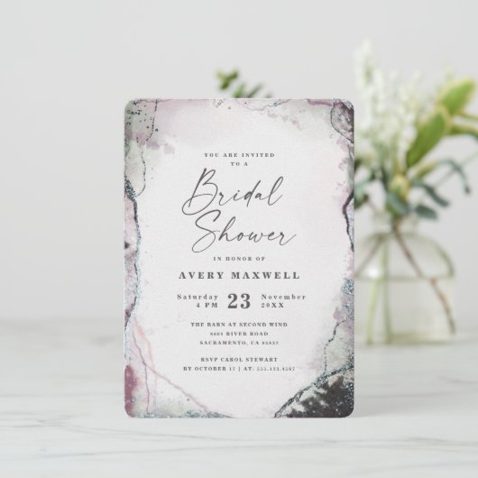 Abstraktes Ethereal Wisteria Lila Brautparty Einladung (Stehend Vorderseite)