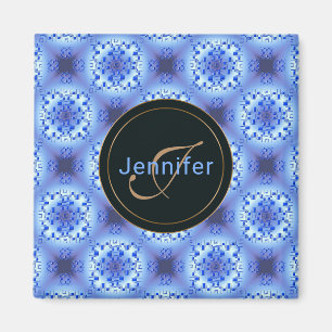 abstraktes ethnisch geometrisch blaues Muster. Magnet
