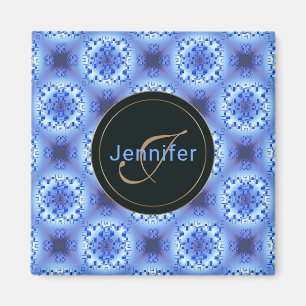abstraktes ethnisches geometrisches blaues Muster. Magnet