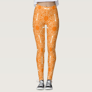 Abstraktes ethnisches orange geometrisches Muster Leggings
