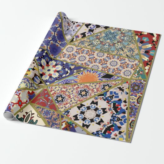 Abstraktes ethnisches spanisches Fliesen-Patchwork Geschenkpapier (Ungerollt)