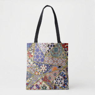 Abstraktes ethnisches spanisches Fliesen-Patchwork Tasche