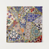 Abstraktes ethnisches spanisches Fliesen-Patchwork Wandteppich (Vorderseite (Horizontal))
