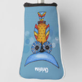 Abstraktes Eule Blau Kopf Golf Headcover (Rotieren 90)
