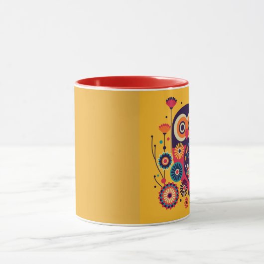 Abstraktes Eule-Design in lebendiger Farbe Tasse (Zentrum)