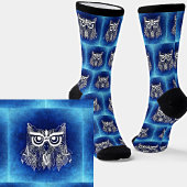 Abstraktes Eule in Blau Socken
