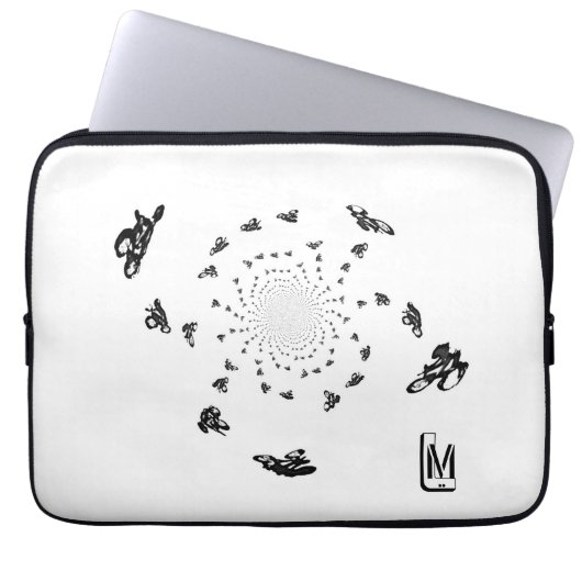 Abstraktes Fahrrad-Rennen Mit Monogramm Laptopschutzhülle (Vorderseite)
