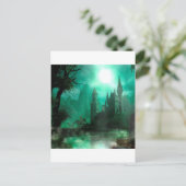 Abstraktes Fantasie-Jade-Mondschein-Schloss Postkarte (Stehend Vorderseite)