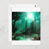 Abstraktes Fantasie-Jade-Mondschein-Schloss Postkarte (Vorne/Hinten)