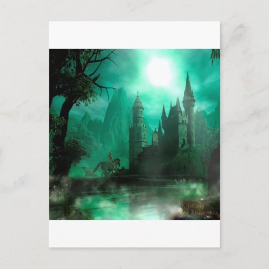 Abstraktes Fantasie-Jade-Mondschein-Schloss Postkarte (Vorderseite)