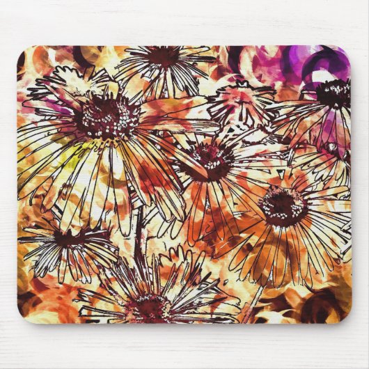 Abstraktes Farbauftrag-Sonnenblumenmuster Mousepad (Vorne)