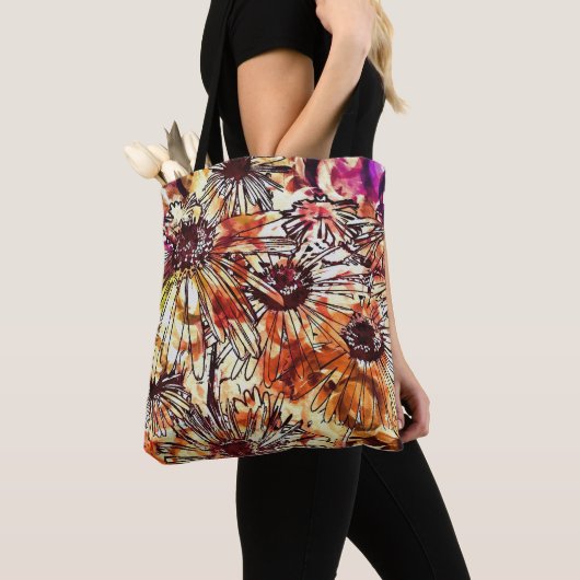 Abstraktes Farbauftrag-Sonnenblumenmuster Tasche (Von Nahem)