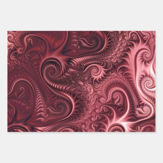 Abstraktes, farbenfroh Burgund-Carmine-Spiralmuste Geschenkpapier Set (Vorderseite)