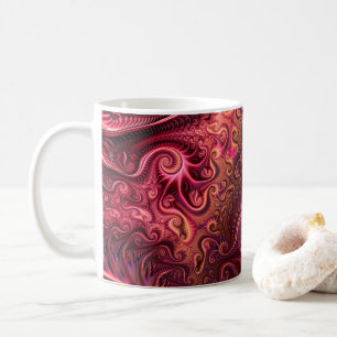 Abstraktes, farbenfroh Burgund-Carmine-Spiralmuste Kaffeetasse