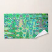 Abstraktes, farbenfroh grünes Mosaik Retro Badhandtuch Set (Handtuch)