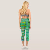 Abstraktes, farbenfroh grünes Mosaik Retro Capri Leggings (Rückseite)