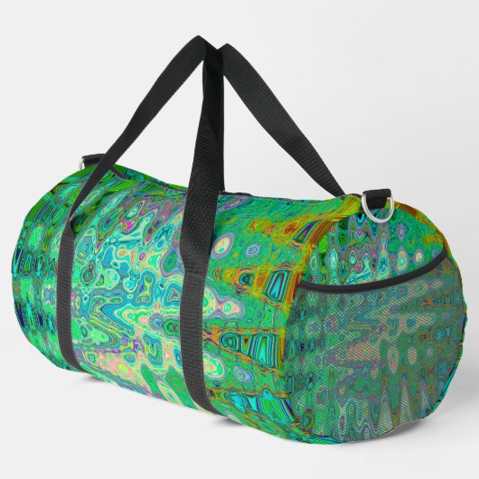 Abstraktes, farbenfroh grünes Mosaik Retro Duffle Bag (Rechte Ecke)