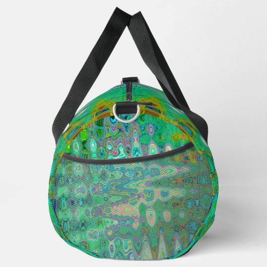 Abstraktes, farbenfroh grünes Mosaik Retro Duffle Bag (Rechts)