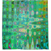 Abstraktes, farbenfroh grünes Mosaik Retro Duschvorhang (Vorderseite)