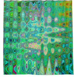 Abstraktes, farbenfroh grünes Mosaik Retro Duschvorhang