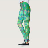 Abstraktes, farbenfroh grünes Mosaik Retro Leggings (Links)