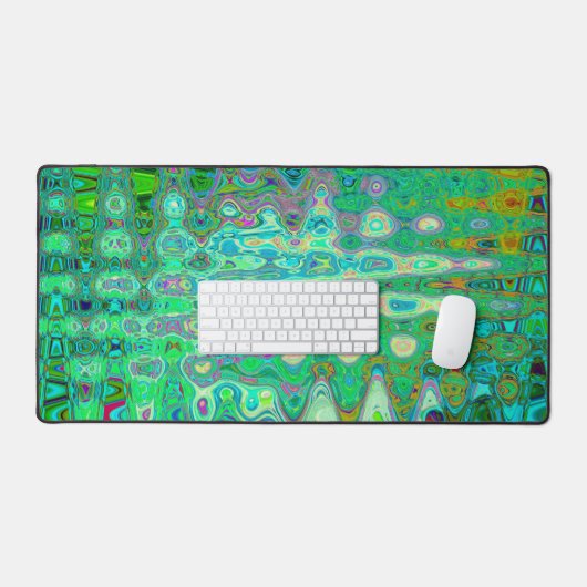 Abstraktes, farbenfroh grünes Mosaik Retro Schreibtischunterlage (Tastatur & Maus)