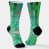 Abstraktes, farbenfroh grünes Mosaik Retro Socken (Gewinkelt)