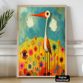 Abstraktes farbenfrohes Bird Vibranurs Kinderzimme Poster