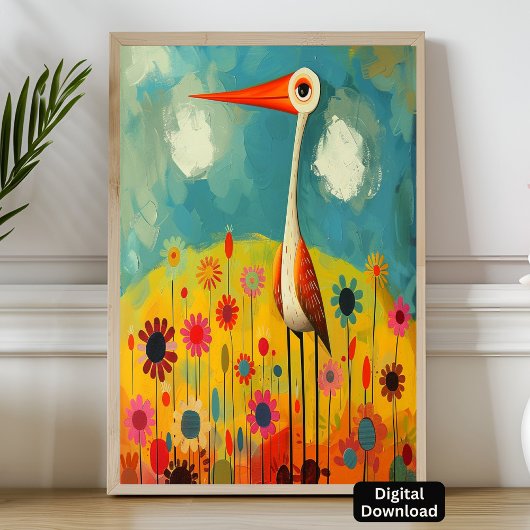 Abstraktes farbenfrohes Bird Vibranurs Kinderzimme Poster