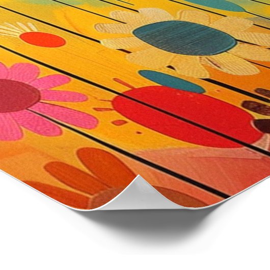 Abstraktes farbenfrohes Bird Vibranurs Kinderzimme Poster (Ecke)