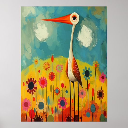 Abstraktes farbenfrohes Bird Vibranurs Kinderzimme Poster (Vorne)