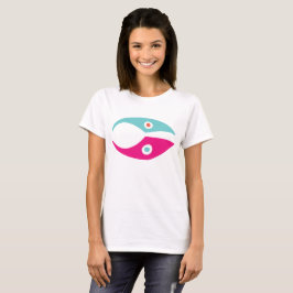 Abstraktes farbenfrohes Fischsymbol minimalistisch T-Shirt