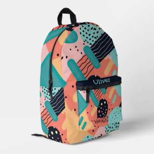 Abstraktes, farbenfrohes, funky 80er Memphis-Stil- Bedruckter Rucksack