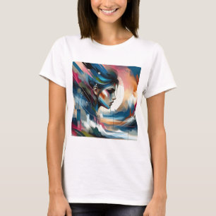 Abstraktes farbenfrohes Gesicht einer Frau T-Shirt