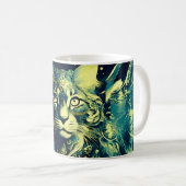 Abstraktes farbenfrohes Katzengesicht Kaffeetasse (VorderseiteRechts)