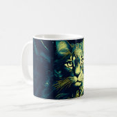 Abstraktes farbenfrohes Katzengesicht Kaffeetasse (Vorderseite Links)