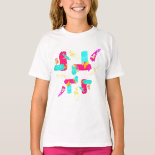 Abstraktes farbenfrohes Kunst-Shirt mit positiven T-Shirt
