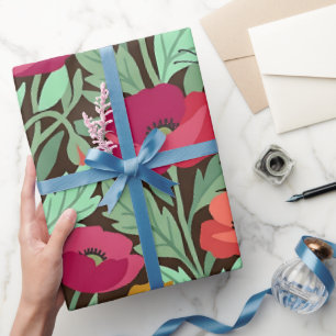 Abstraktes farbenfrohes Mohn-Monarch-Geschenkpapie Geschenkpapier