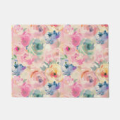 Abstraktes farbenfrohes Pastell-Blumenmuster Fußmatte (Vorderseite)