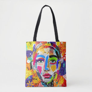 Abstraktes farbenfrohes Pop-Art-Porträt Tasche