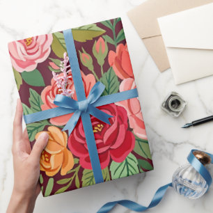 Abstraktes farbenfrohes Rosen-Schmetterlings-Gesch Geschenkpapier