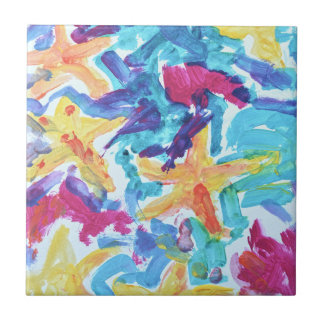 Abstraktes farbenfrohes Seestern-Kunst-Keramikflie Fliese