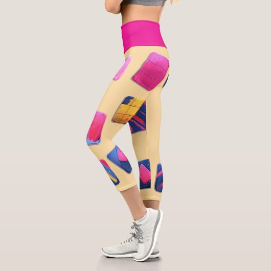 Abstraktes Farbenmuster Capri Leggings (Links)